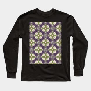 Lime Green, Purple and Cream Pattern  - WelshDesignsTP003 Long Sleeve T-Shirt